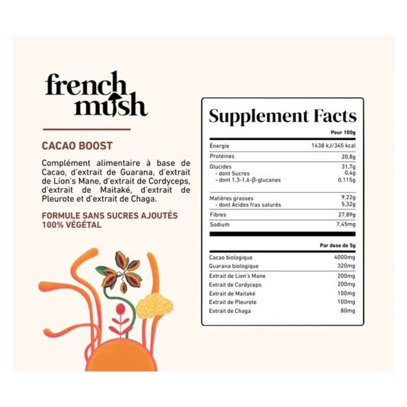 Cacao Boost - boisson au Champignons - 20 doses