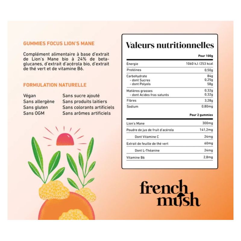 Gummies Focus Lion's Mane - Saveur Tutti Frutti - 42 gummies