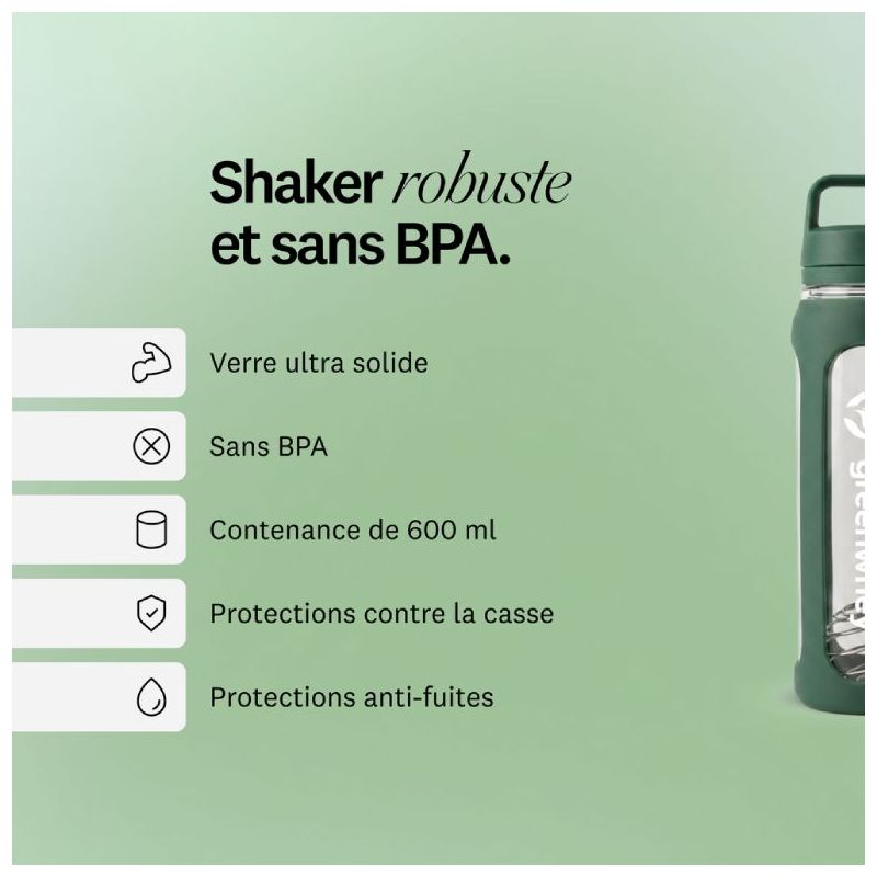 Shaker à protéines en verre - GreenShaker 2.0 Greenwhey