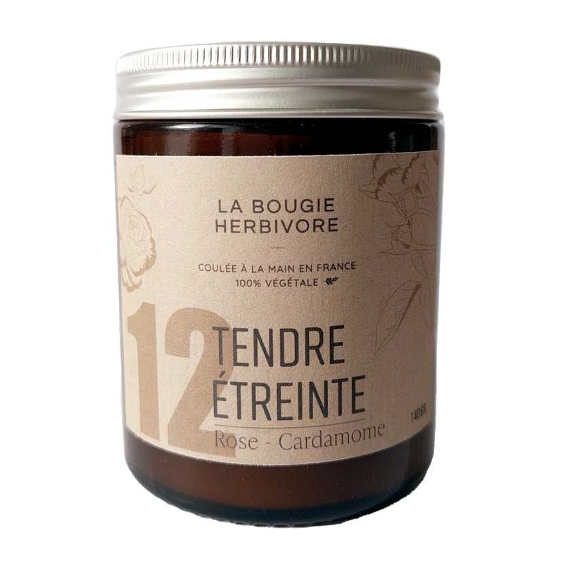 Bougie naturelle parfumée N°12 Tendre Étreinte - Rose & Cardamome