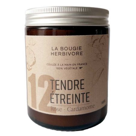 Bougie naturelle parfumée N°12 Tendre Étreinte - Rose & Cardamome