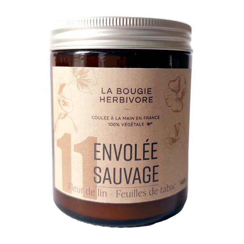 Bougie naturelle parfumée N°11 Envolée Sauvage - Fleur de Lin & Feuille de Tabac