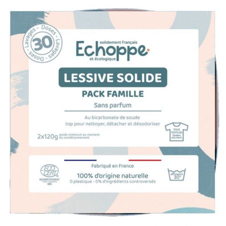 Tablettes de lessive solide Sans Parfum 30 Lavages - Echoppe - Echoppe