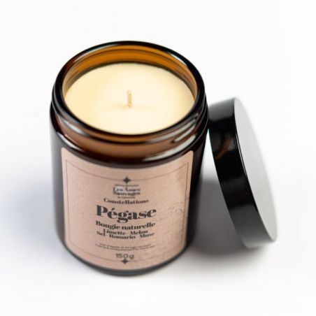 Bougie naturelle artisanale Pégase - Limette, Melon, Sel, Romarin, Musc