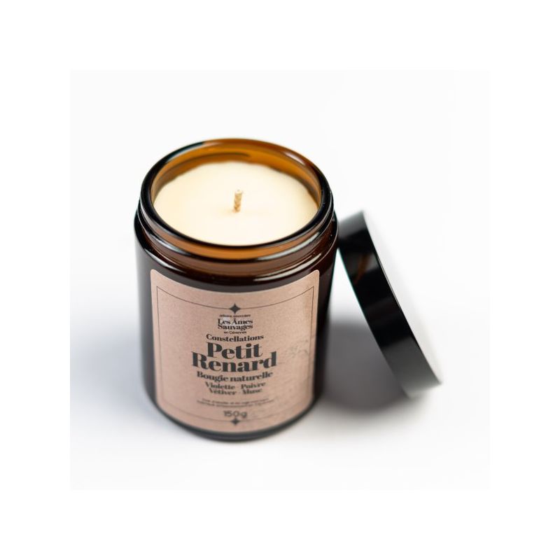 Bougie naturelle artisanale Petit renard - Violette, Poivre, Vétiver, Musc