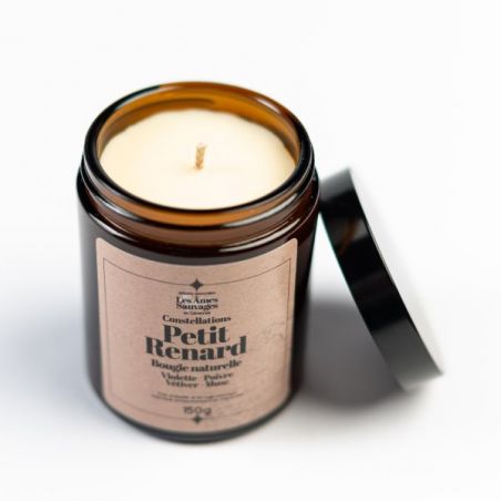 Bougie naturelle artisanale Petit renard - Violette, Poivre, Vétiver, Musc