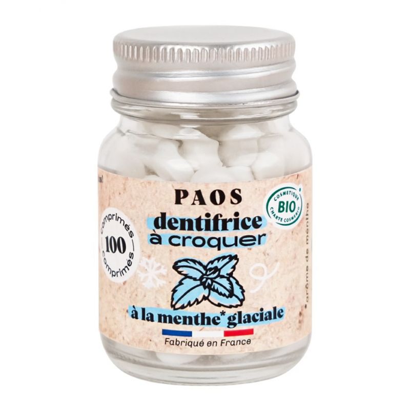Dentifrice bio à croquer menthe glaciale - flacon 100 pastilles