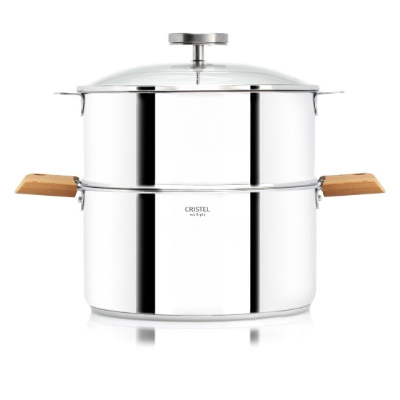 Cuit-vapeur inox Biome avec anses en bois de hêtre