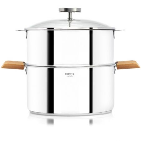 Cuit-vapeur inox Biome avec anses en bois de hêtre