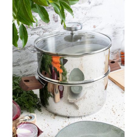 Cuit-vapeur inox Biome avec anses en bois