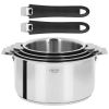 Set de 4 casseroles inox Casteline + 2 poignées amovibles