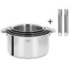 Set de 4 casseroles inox Casteline + 2 poignées amovibles Zénith