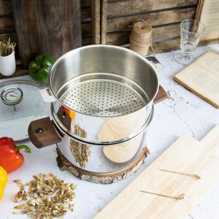 Cuit-vapeur inox Biome avec anses en bois