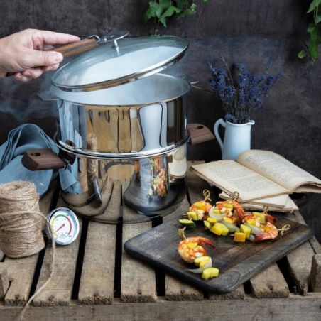 Cuit-vapeur inox Biome avec anses en bois