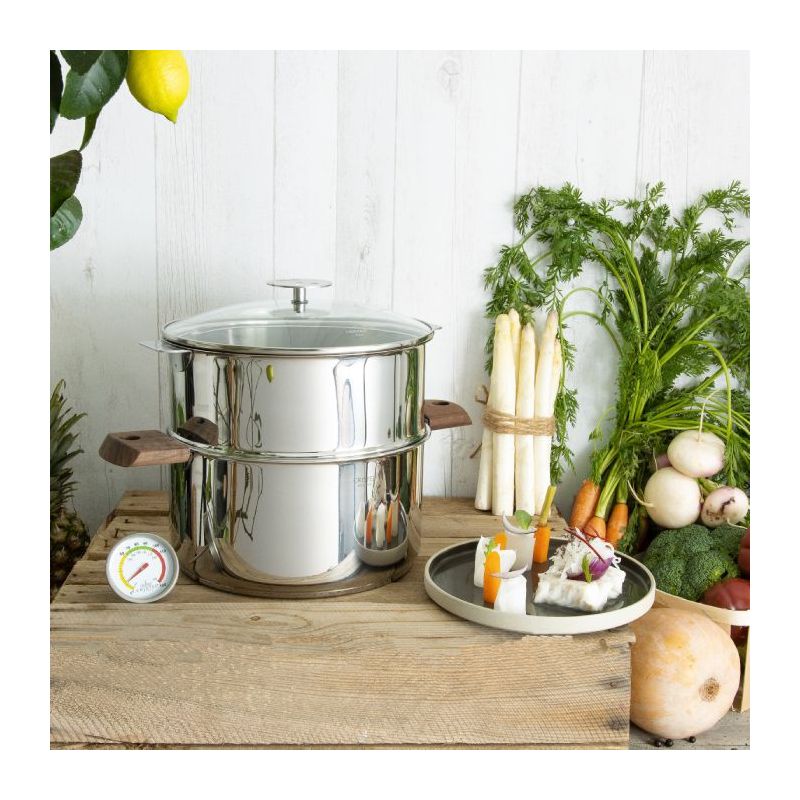 Cuit-vapeur inox Biome avec anses en bois