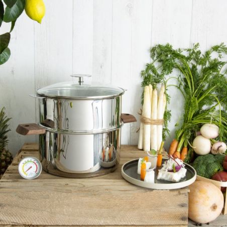 Cuit-vapeur inox Biome avec anses en bois
