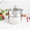 Cuit-vapeur inox Biome avec anses en bois