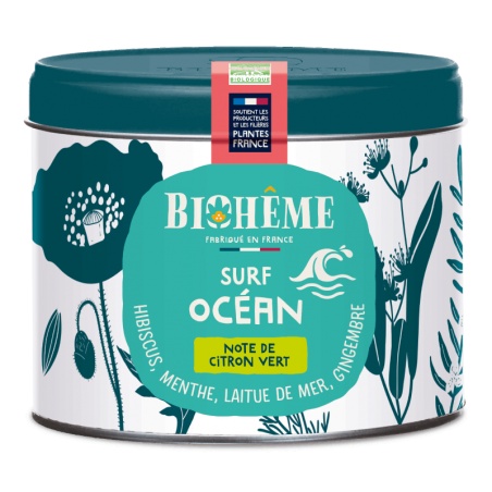 Infusion bio Surf Océan - Hibiscus, Menthe, Laitue de mer, Gincembre - Boîte Vrac 50 gr Biohême - Biohême