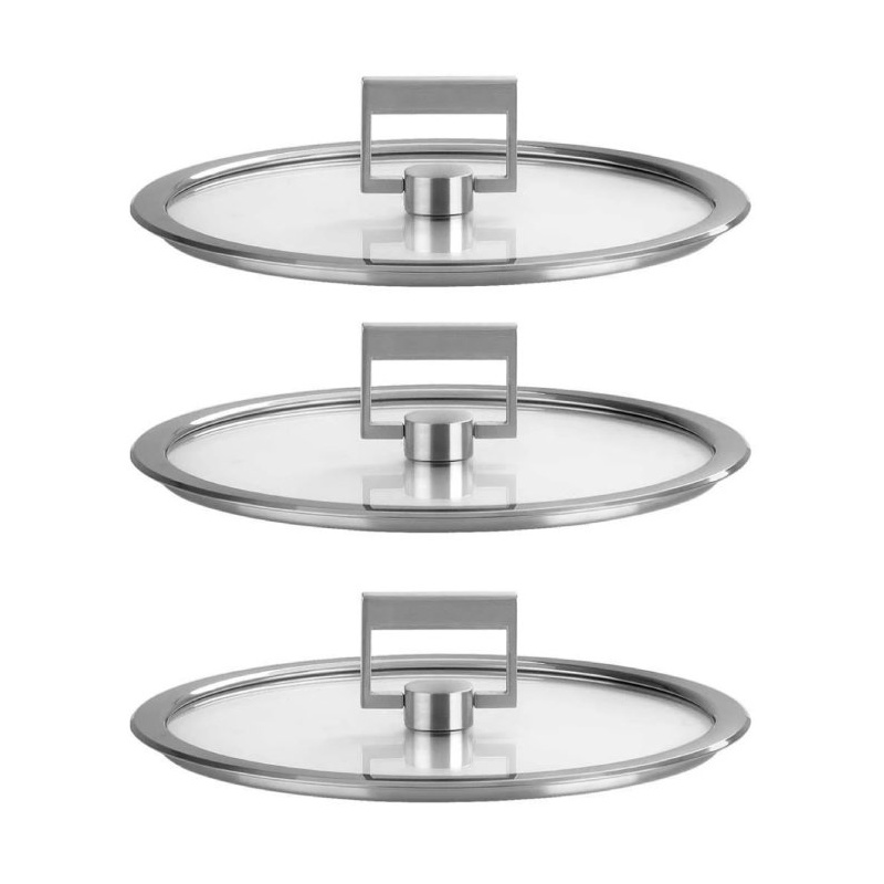 Set de 3 couvercles plats en verre Strate fixe Cristel