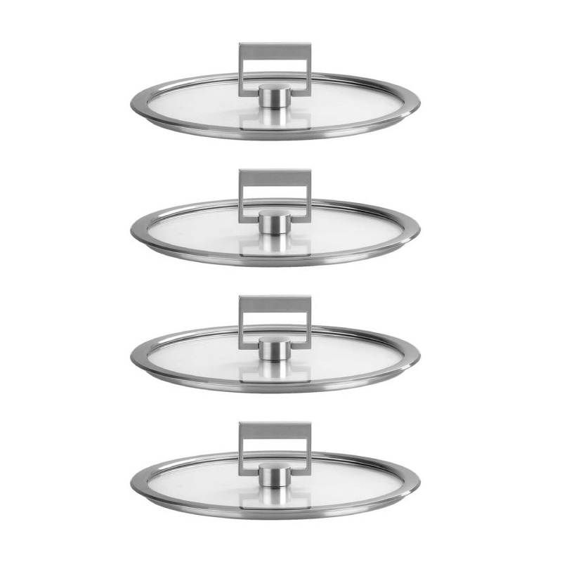 Set de 4 couvercles plats en verre Strate fixe Cristel