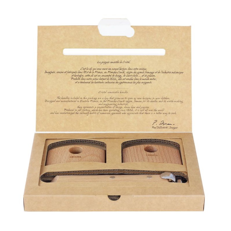 Set poignée et anses amovibles Cristel Casteline en bois de Hêtre