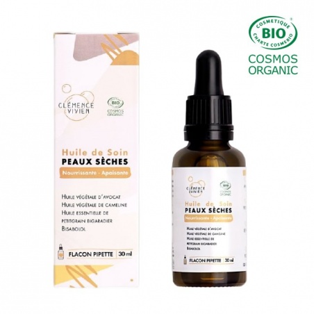 Huile de soin Peaux Sèche bio - 30 ml Clémence & Vivien - Clémence & Vivien