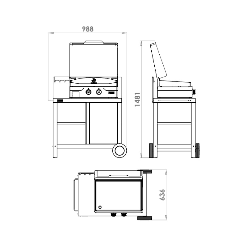 Plancha électrique Allure 260 Duo Edition sur desserte Le Marquier