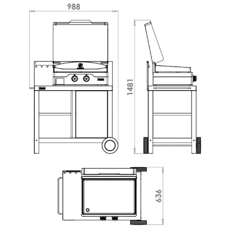 Plancha électrique Allure 260 Duo Edition sur desserte Le Marquier