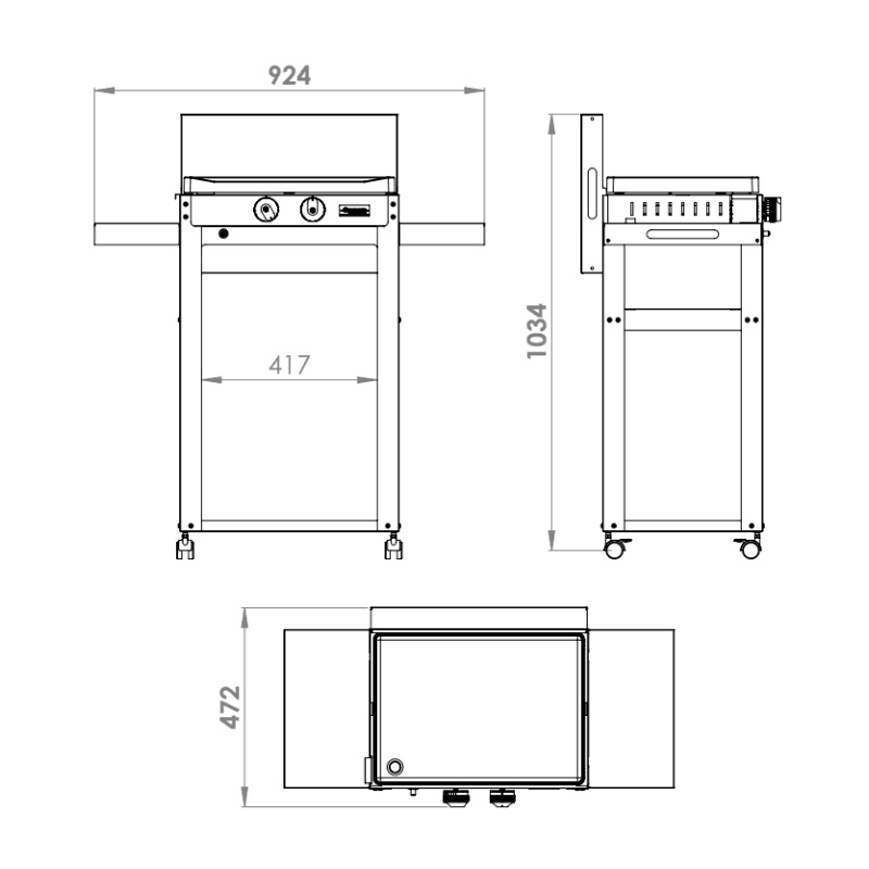 Plan de LA PLANCHA FRANCAISE gaz sur chariot Le Marquier