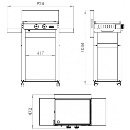 Plan de LA PLANCHA FRANCAISE gaz sur chariot Le Marquier