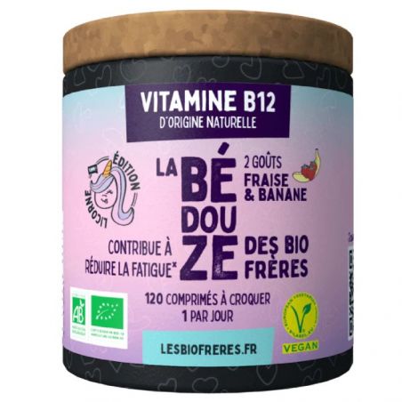 Vitamine B12 bio goût Banane/Fraise - 120 comprimés à croquer - Les Bio Frères