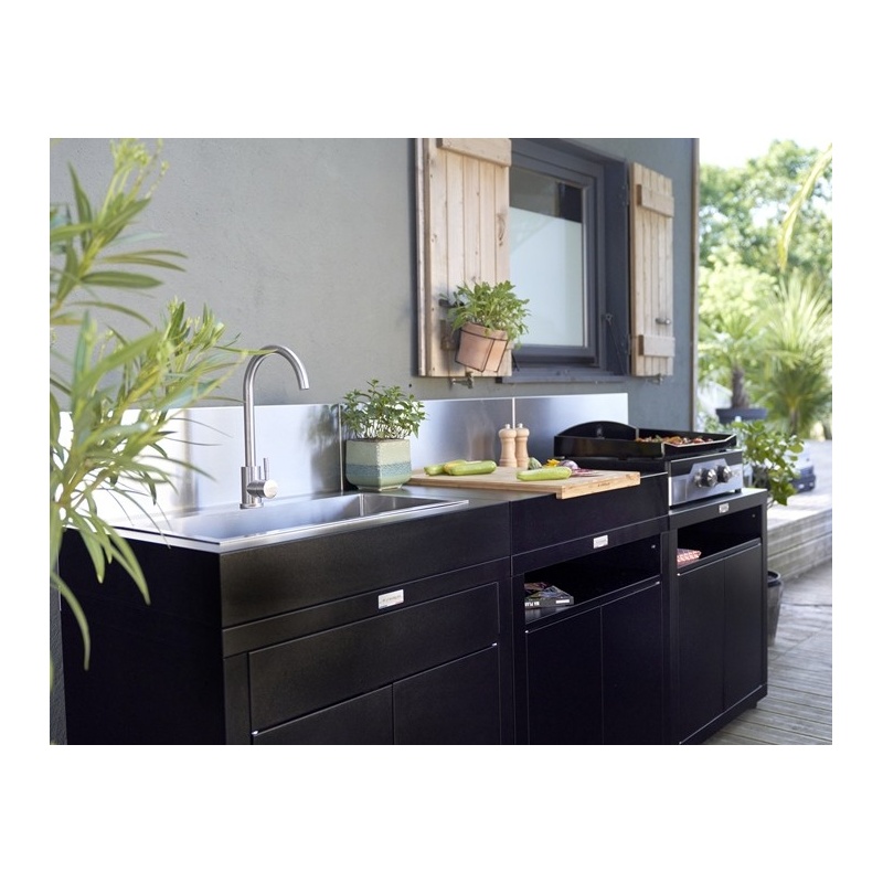 Cuisine extérieure - 3 éléments avec crédences - Inox DUO Le Marquier