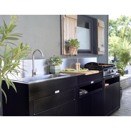 Cuisine extérieure - 3 éléments avec crédences - Inox DUO Le Marquier