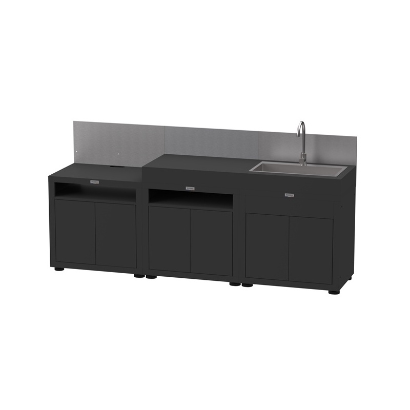 Cuisine extérieure - 3 éléments avec crédences - Noire Le Marquier