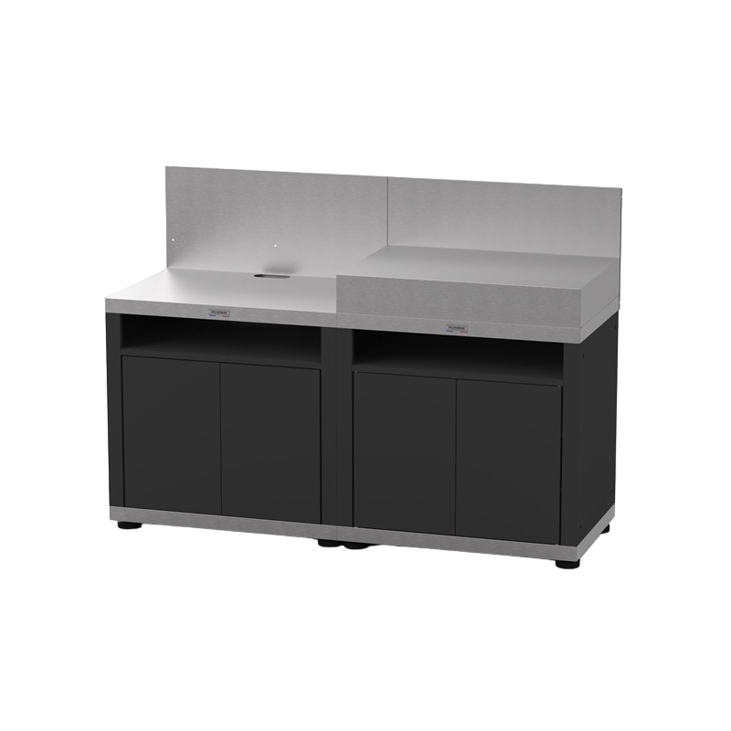 Cuisine extérieure - 2 éléments avec crédences - Inox DUO Le Marquier