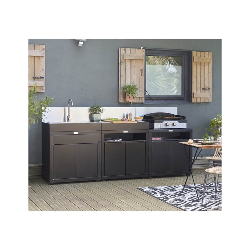 Meuble cuisine extérieure avec tablette - 80 x 55 cm - noir Le Marquier