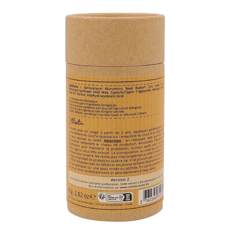 Crème solaire bio minérale solide SPF30 - Parfum Lait de coco & Vanille Comme Avant