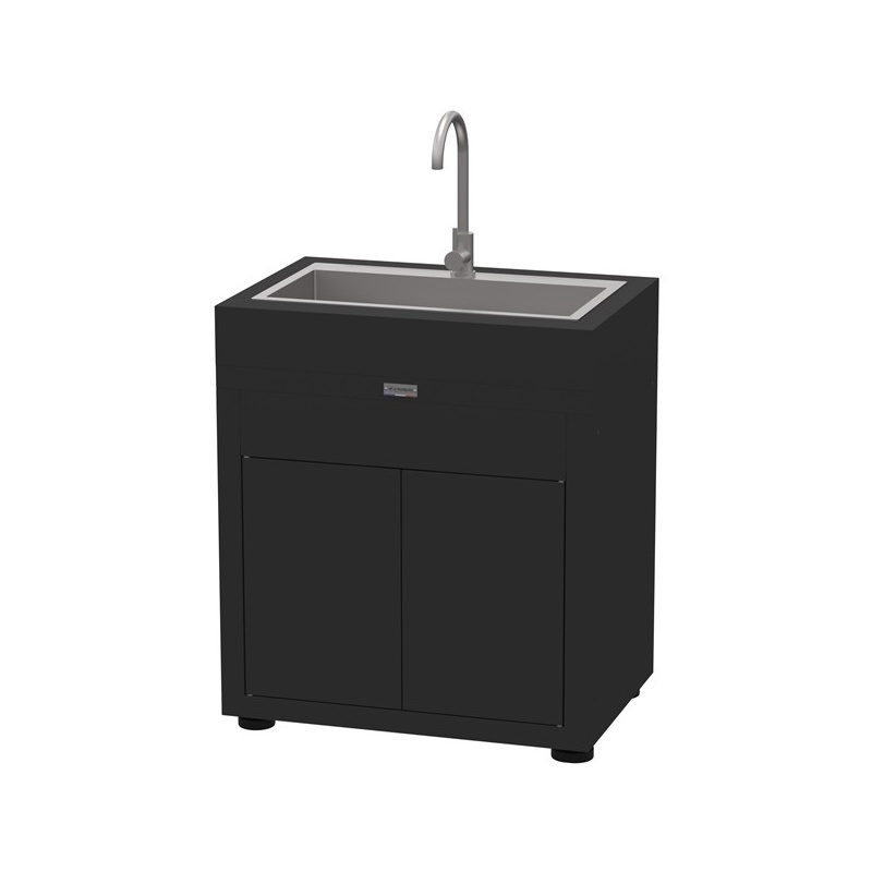 Meuble cuisine extérieure avec évier intégré - 80 x 55 cm - noir Le Marquier