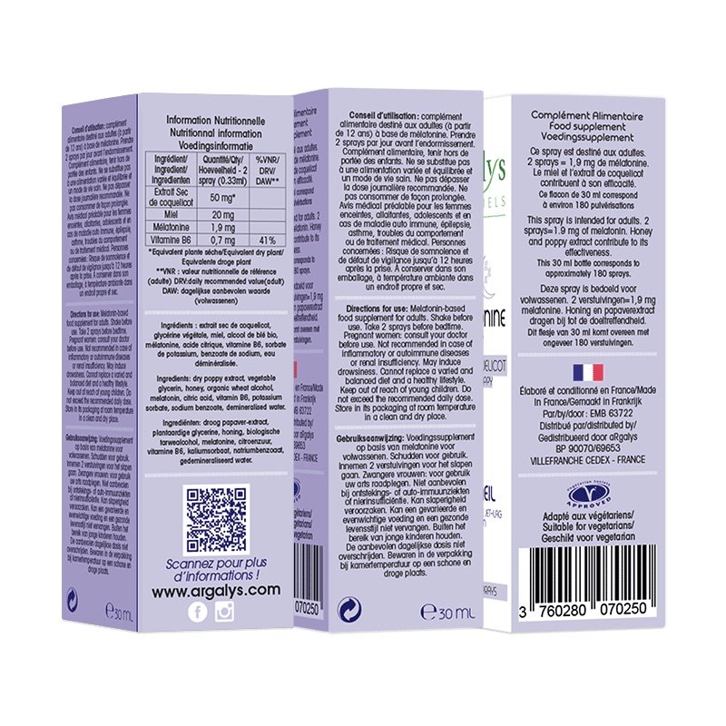 Mélatonine avec action rapide - Spray 30 ml Argalys
