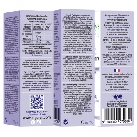 Mélatonine avec action rapide - Spray 30 ml Argalys