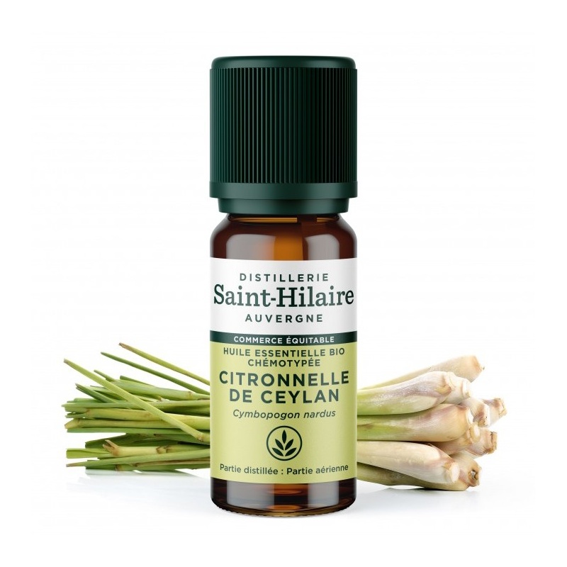 Huile essentielle Citronnelle de Ceylan bio - 10 ml Distillerie Saint-Hilaire
