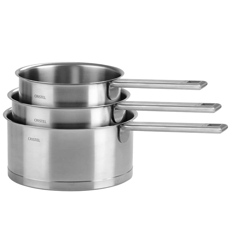 Set de 3 casseroles inox CRISTEL Strate manche fixe