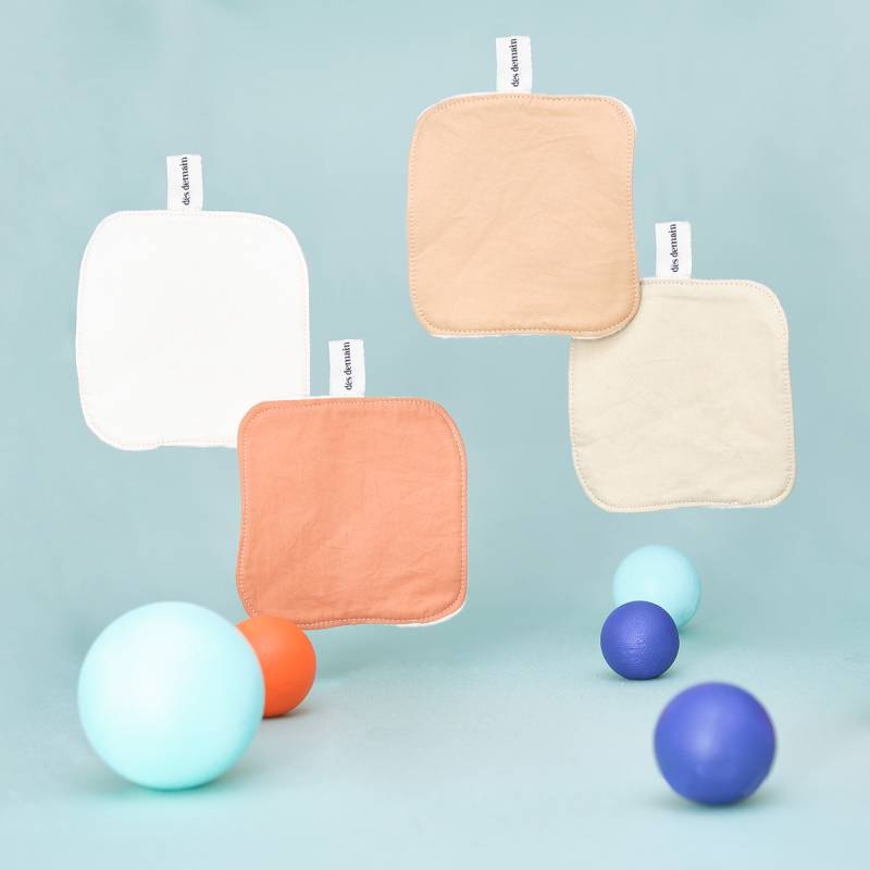 Lot de 4 maxi lingettes démaquillantes lavables et réutilisables Dès Demain