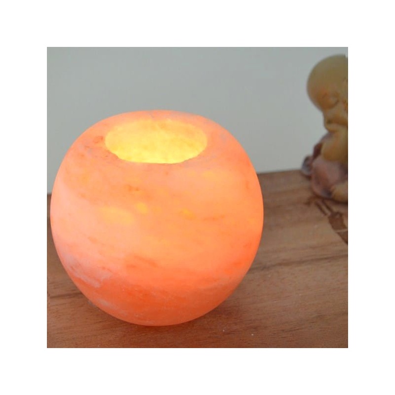 Bougeoir Cristaux de Sel rond poli Esoterra