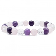 Bracelet Améthyste, Cristal de Roche, Quartz Rose - 8mm