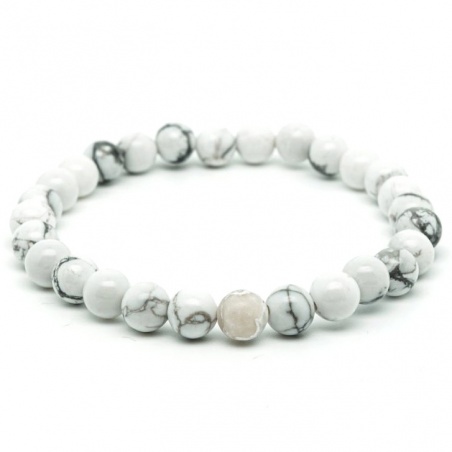 Bracelet Howlite Blanche - 6mm - 