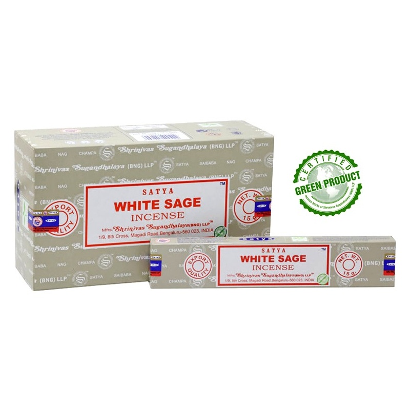 Encens Sauge Blanche 15g - Lot de 12 boîtes Satya
