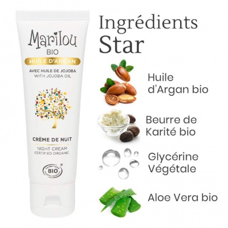 Crème de Nuit à l'Huile d'Argan bio Marilou Bio