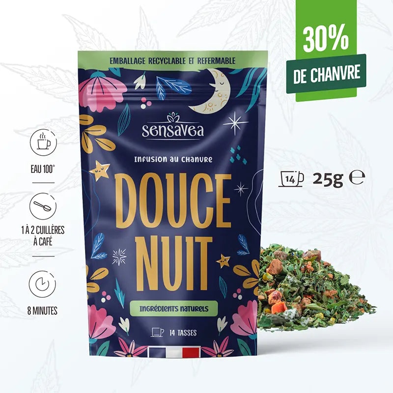 Infusion Chanvre CBD Douce Nuit - 25 gr Sensavea