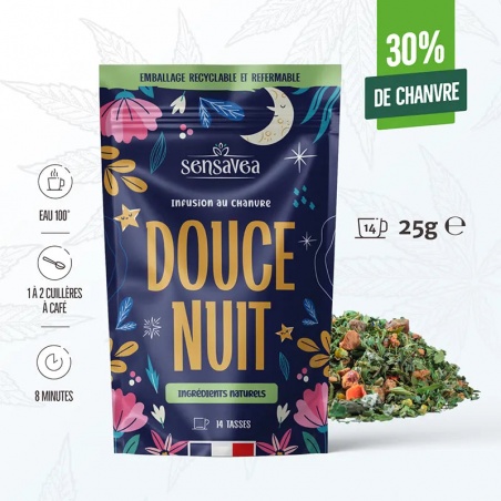 Infusion Chanvre CBD Douce Nuit - 25 gr Sensavea